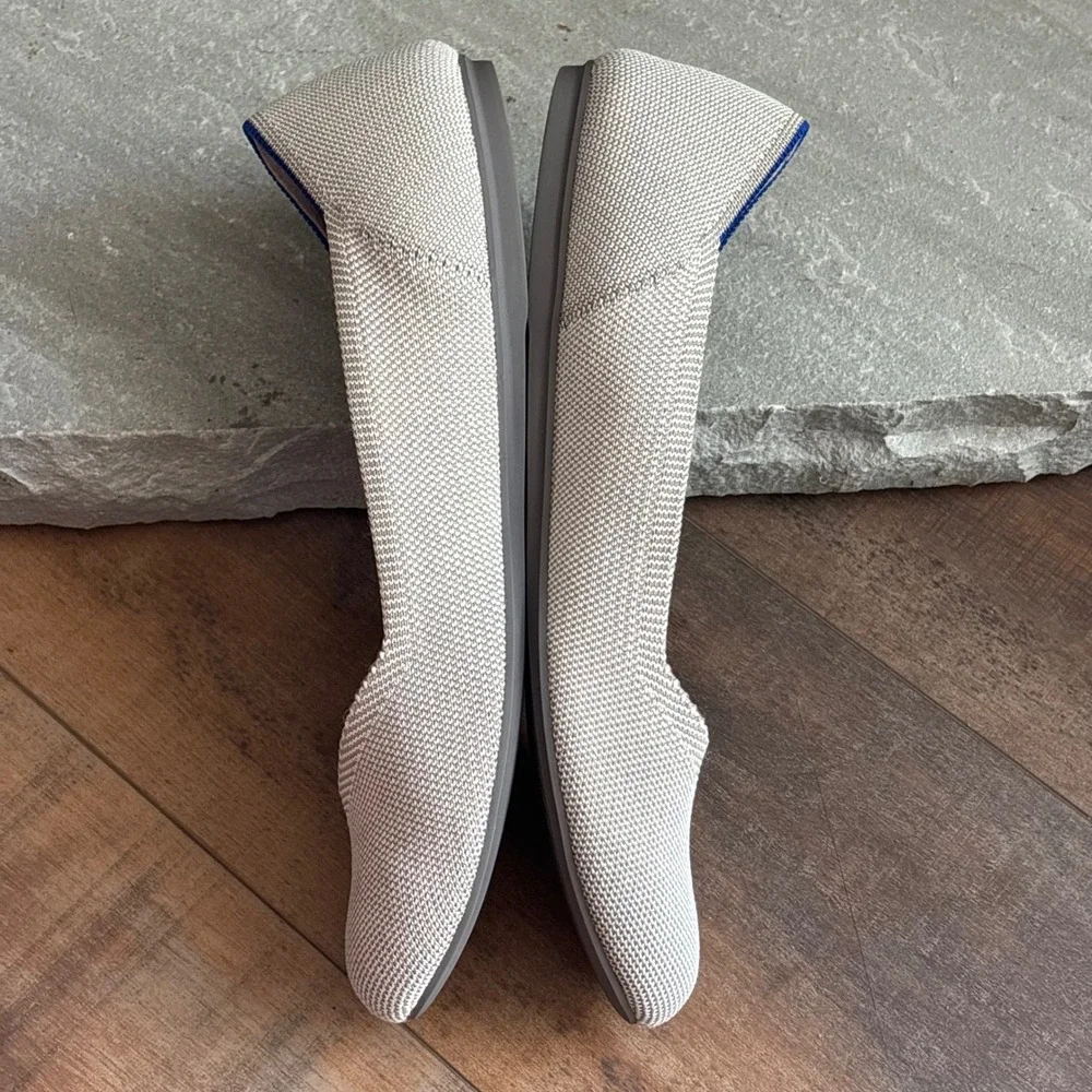 Rothy's The Flat Round Toe Slip-On Ballet Flats Flax Birdseye Womens 9.5